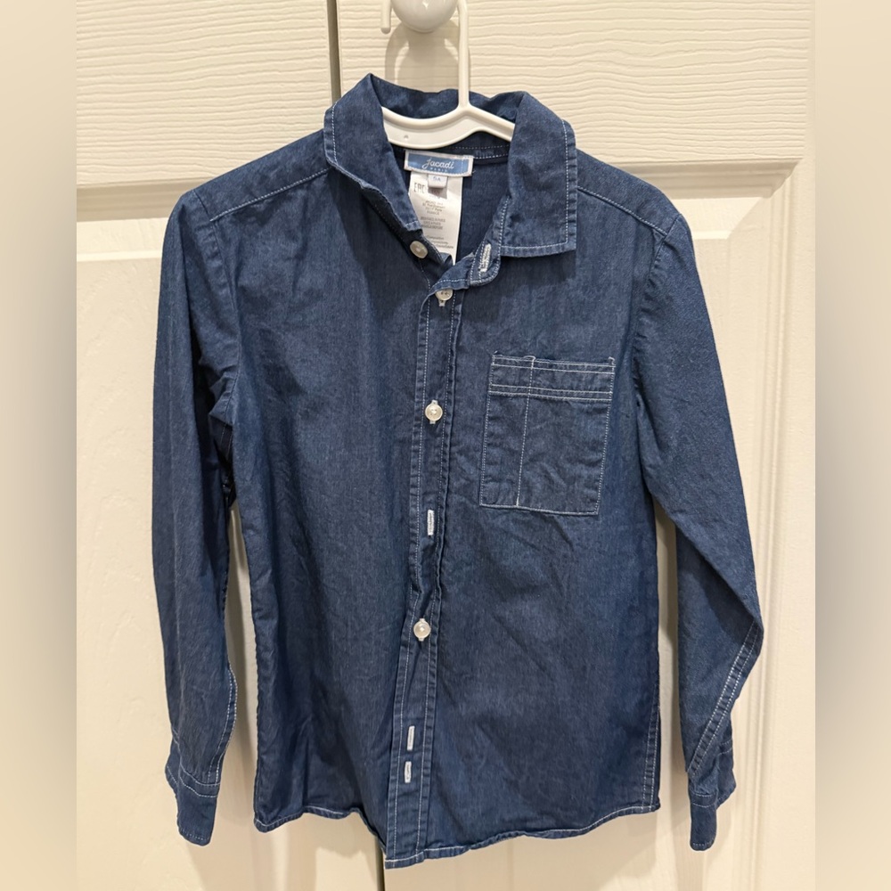 Jacadi Paris Boys’ Classic Blue Denim Chanbray Dress Shirt Button Down NWOT